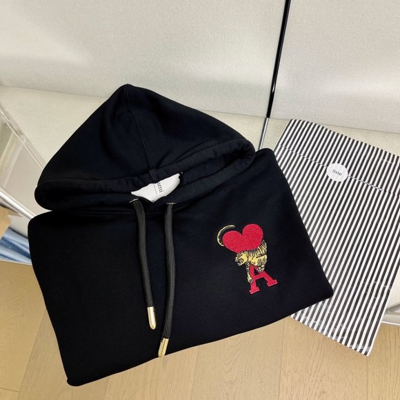 Ami Paris Love Embroidered Hoodie - Picture 2 of 9